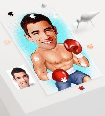 Kişiye Özel Boksör Karikatür 240 Parça A3 Puzzle - 1