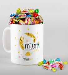 Kişiye Özel Coğrafya Öğretmeni Kupa ve Haribo Şeker Hediye Seti-3