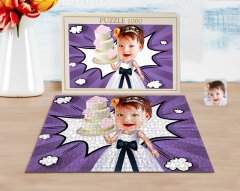 Kişiye Özel Kız Çocuk Doğum Günü Karikatürlü 1000 Parça Profesyonel Puzzle-2