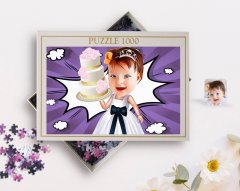 Kişiye Özel Kız Çocuk Doğum Günü Karikatürlü 1000 Parça Profesyonel Puzzle-2