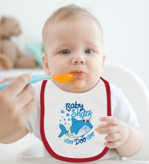 BK Kids Baby Shark Tasarımlı Kırmızı Bebek Mama Önlüğü-1