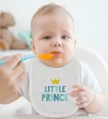 BK Kids Little Prince Tasarımlı Bebek Body Zıbın ve Mama Önlüğü Hediye Seti - Model 1