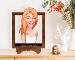Kişiye Özel Kadınlar Günü Dünyanın En Güzel Kadını Karikatürlü Ahşap Standlı 3D Biblo-12