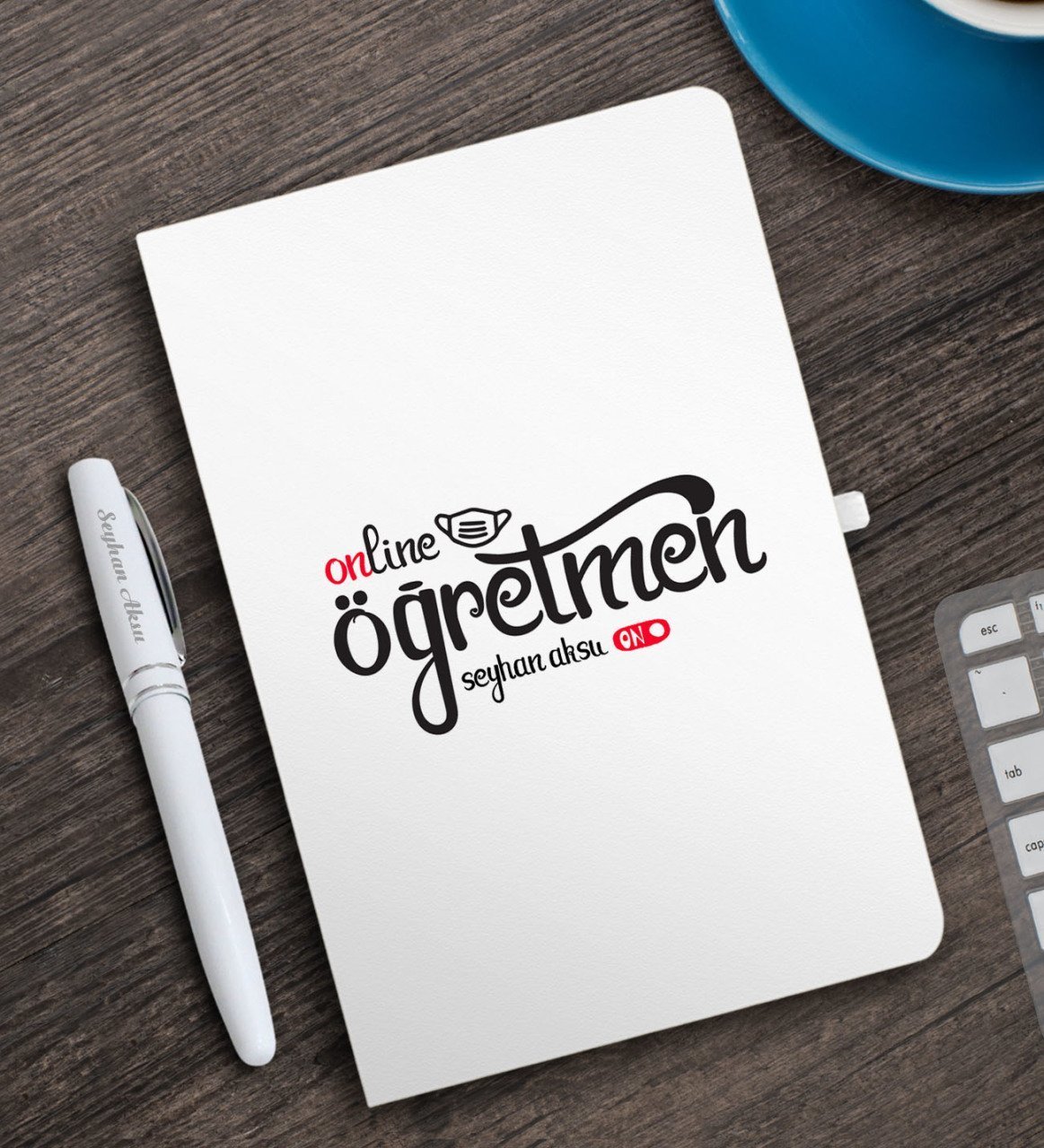 Kişiye Özel Online Öğretmen Beyaz Defter ve Kalem Hediye Seti-1