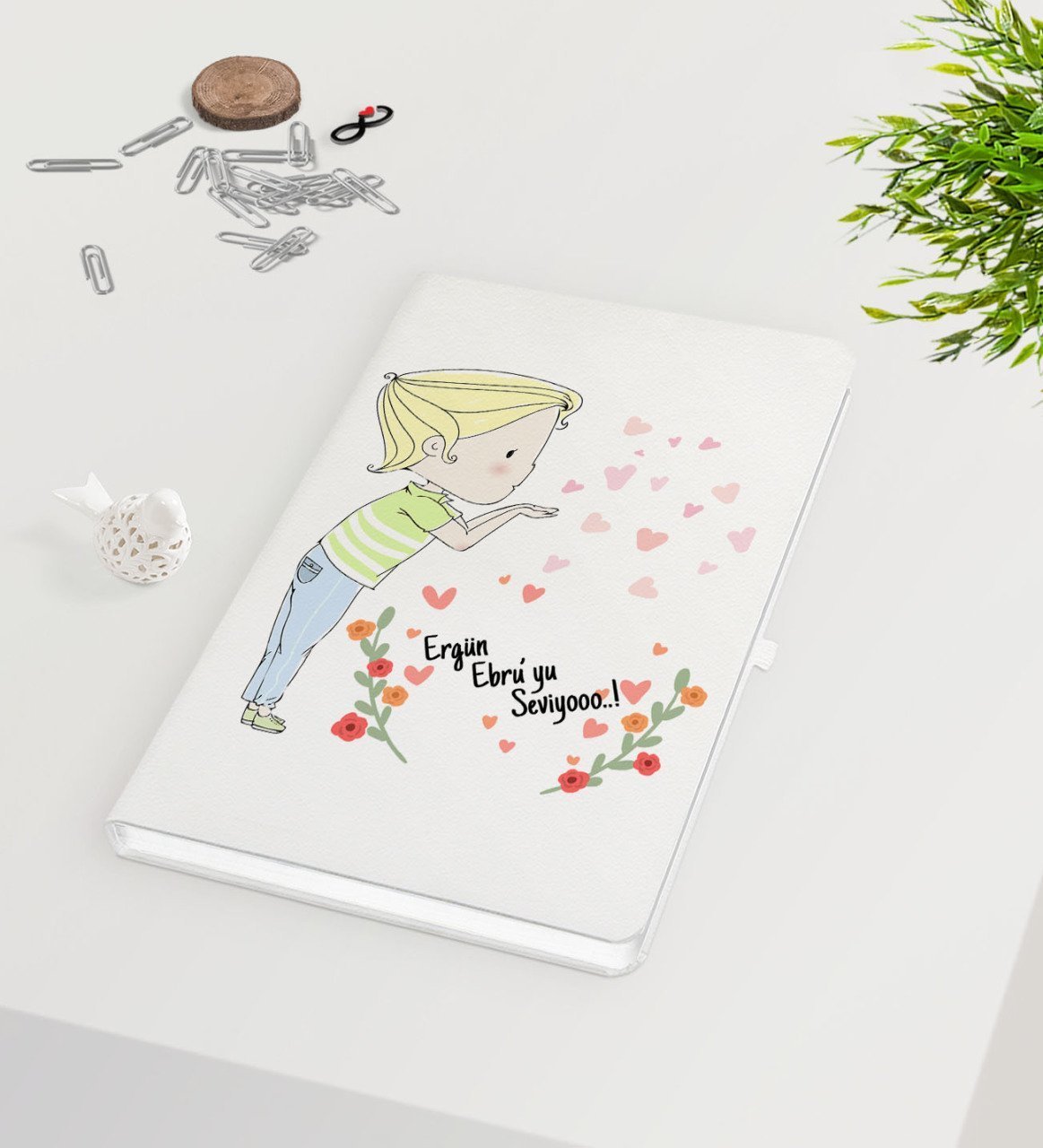 Kişiye Özel Sevgililer Günü Beyaz Defter-61