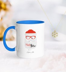 Kişiye Özel Noel Baba Mavi Kupa ve Kar Tanesi Kolye-2