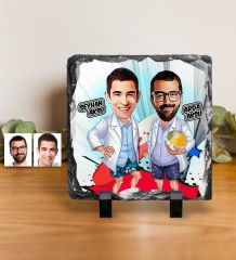Kişiye Özel Sörfçüler Karikatürlü Dekoratif Doğal Taş