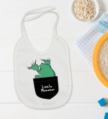BK Kids Little Monster Tasarımlı Bebek Body Zıbın ve Mama Önlüğü Hediye Seti - Model 1