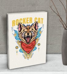 BK Gift Rocker Cat Tasarımlı Dekoratif Mini Kanvas Tablo 15x20cm-1