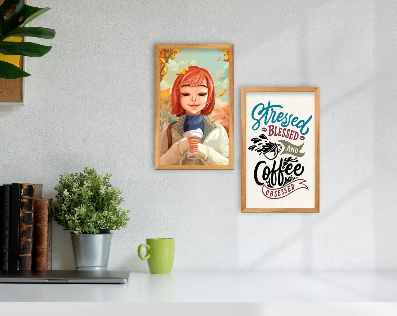 BK Home Coffee Tasarımlı Dekoratif 2'li Retro Ahşap Tablo-1