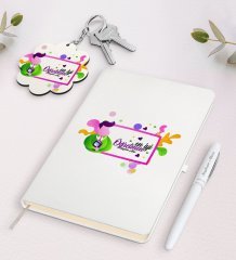 Kişiye Özel En İyi Öğretmen Beyaz Defter Kalem Ve Anahtarlık Hediye Seti-1