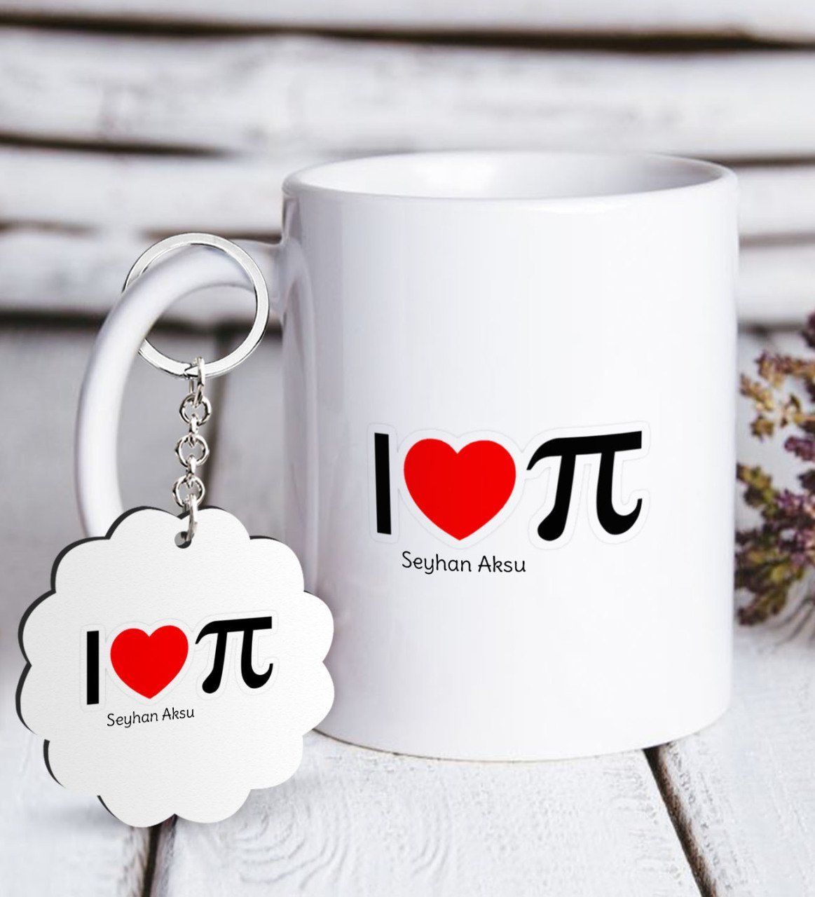 Kişiye Özel Matematik Öğretmeni Beyaz Kupa ve Anahtarlık Hediye Seti-12