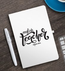 Kişiye Özel İngilizce Öğretmeni Beyaz Defter ve Kalem Hediye Seti-15