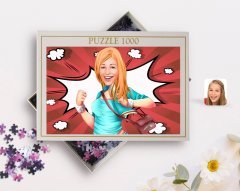 Kişiye Özel Kadın Karikatürlü 1000 Parça Profesyonel Puzzle-52