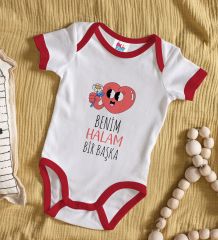 BK Kids Bezdum Tasarımlı Kırmızı Bebek Body Zıbın-2
