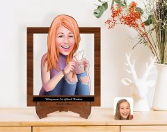 Kişiye Özel Kadınlar Günü Dünyanın En Güzel Kadını Karikatürlü Ahşap Standlı 3D Biblo-9