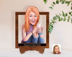 Kişiye Özel Kadınlar Günü Dünyanın En Güzel Kadını Karikatürlü Ahşap Standlı 3D Biblo-9