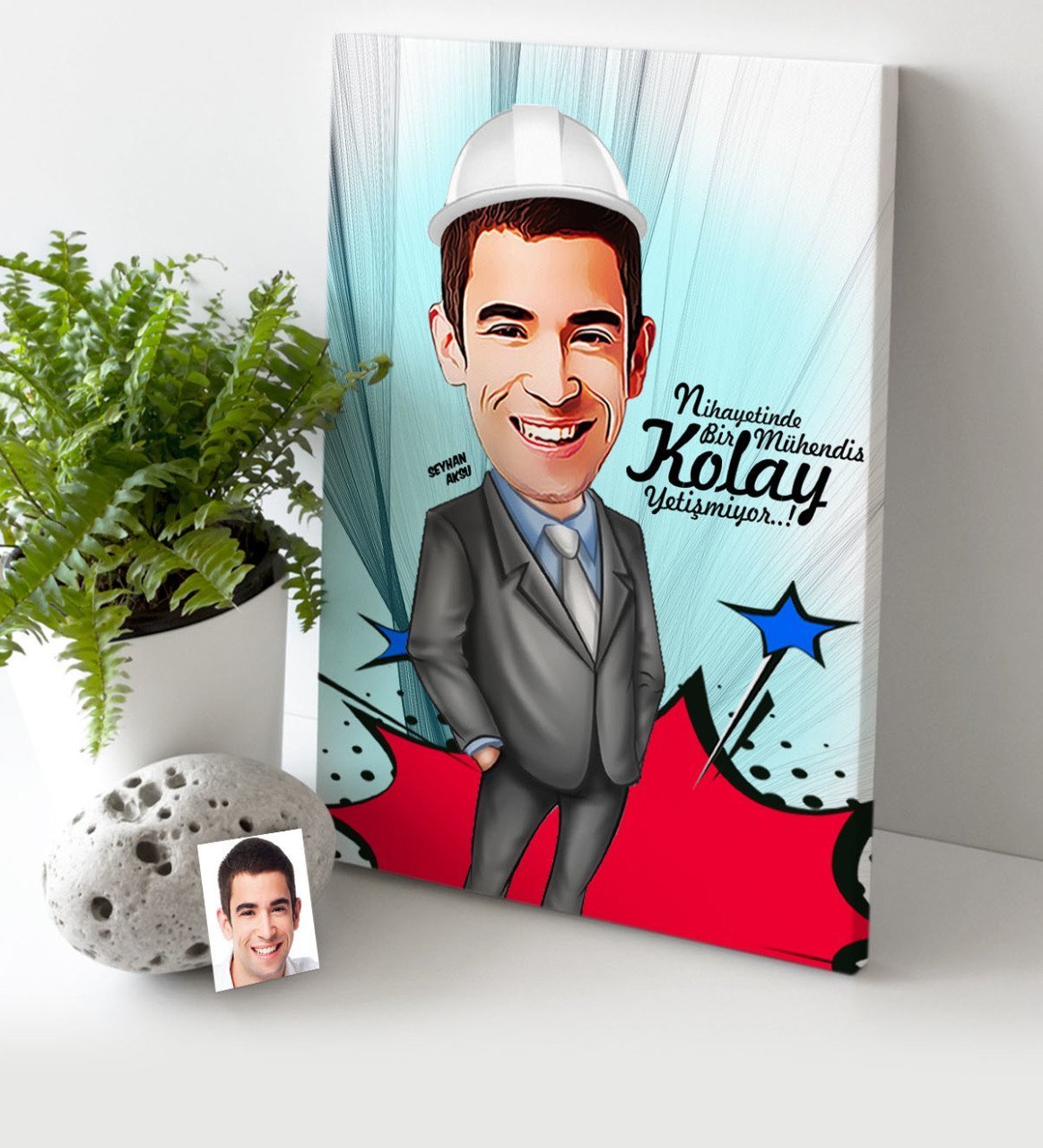 Kişiye Özel Bay Mühendis Karikatür Kanvas Tablo (30 x 50 cm.) 1
