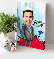 Kişiye Özel Bay Mühendis Karikatür Kanvas Tablo (30 x 50 cm.) 1