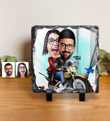 Kişiye Özel Sevgililer Karikatürlü Dekoratif Doğal Taş - 17