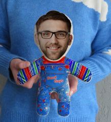 BK Gift Kişiye Özel Fotoğraflı Chucky Figürlü Bebek Yastık