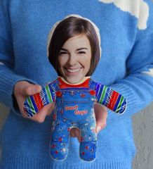 BK Gift Kişiye Özel Fotoğraflı Chucky Figürlü Bebek Yastık