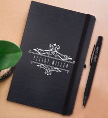 BK Gift Kişiye Özel İsimli Siyah Defter ve Metal Versatil Kalem(0,7 Kurşun) Hediye Seti-8