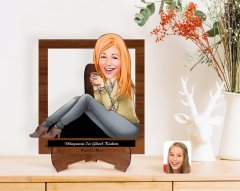 Kişiye Özel Kadınlar Günü Dünyanın En Güzel Kadını Karikatürlü Ahşap Standlı 3D Biblo-8