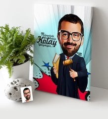 Kişiye Özel Bay Hakim Karikatür Kanvas Tablo (30 x 50 cm.) 1