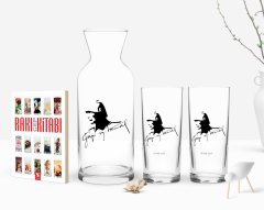Kişiye Özel Renkli Baskılı Atatürk Temalı İkili Rakı Bardağı Karaf ve Cep Kitabı Hediye Seti-27