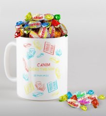 Kişiye Özel Canım Öğretmenim Kupa ve Haribo Şeker Hediye Seti-3