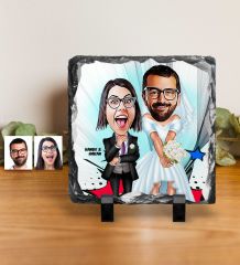 Kişiye Özel Sevgililer Karikatürlü Dekoratif Doğal Taş - 16