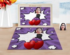 Kişiye Özel Kadın Karikatürlü 1000 Parça Profesyonel Puzzle-2