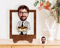 Kişiye Özel Erkek Doğum Günü Karikatürlü Ahşap Standlı 3D Biblo-4