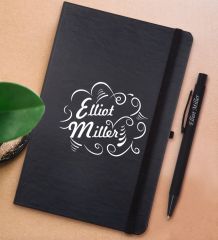 BK Gift Kişiye Özel İsimli Siyah Defter ve Metal Versatil Kalem(0,7 Kurşun) Hediye Seti-6