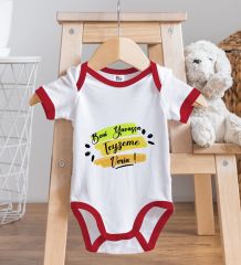 BK Kids Beni Yavaşça Teyzeme Verin Tasarımlı Kırmızı Bebek Body Zıbın-1