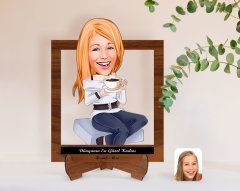 Kişiye Özel Kadınlar Günü Dünyanın En Güzel Kadını Karikatürlü Ahşap Standlı 3D Biblo-7