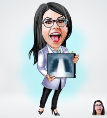 Kişiye Özel Kadın Radyolojist Tasarımlı Dijital Karikatür-1