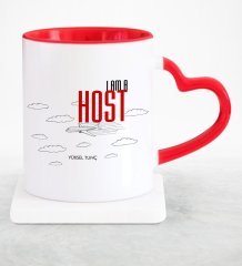 Kişiye Özel Mesleki Host Kırmızı Kalpli Kupa Bardak