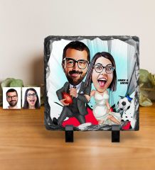 Kişiye Özel Sevgililer Karikatürlü Dekoratif Doğal Taş - 15