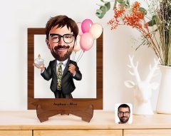 Kişiye Özel Erkek Doğum Günü Karikatürlü Ahşap Standlı 3D Biblo-3
