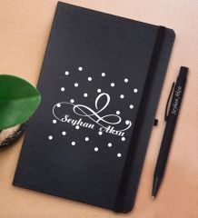 BK Gift Kişiye Özel İsimli Siyah Defter ve Metal Versatil Kalem(0,7 Kurşun) Hediye Seti-4