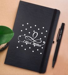 BK Gift Kişiye Özel İsimli Siyah Defter ve Metal Versatil Kalem(0,7 Kurşun) Hediye Seti-4