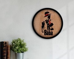 BK Home Godfather Baba Tasarımlı 45cm Ahşap Duvar Saati-18