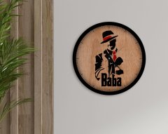 BK Home Godfather Baba Tasarımlı 45cm Ahşap Duvar Saati-18