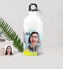 Kişiye Özel Bayan Karikatürlü Metal Suluk (500 ml.) 8