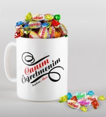 Kişiye Özel Canım Öğretmenim Kupa ve Haribo Şeker Hediye Seti-2