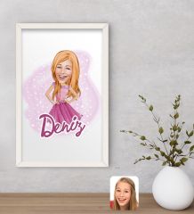 Bk Gift Kişiye Özel Barbie Karikatürlü Dekoratif Ahşap Beyaz Çerçeveli Tablo-1, Barbie Filmi, Barbie Hediyelik Eşya, Arkadaşa Hediye