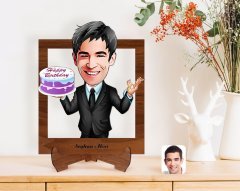 Kişiye Özel Erkek Doğum Günü Karikatürlü Ahşap Standlı 3D Biblo-2