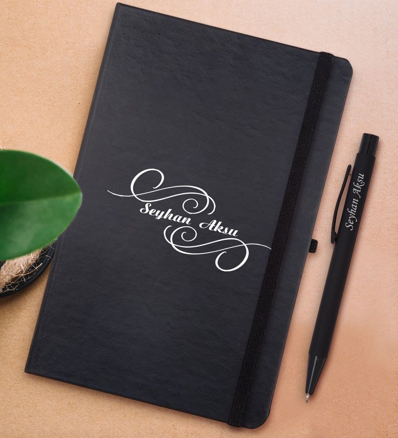 BK Gift Kişiye Özel İsimli Siyah Defter ve Metal Versatil Kalem(0,7 Kurşun) Hediye Seti-3